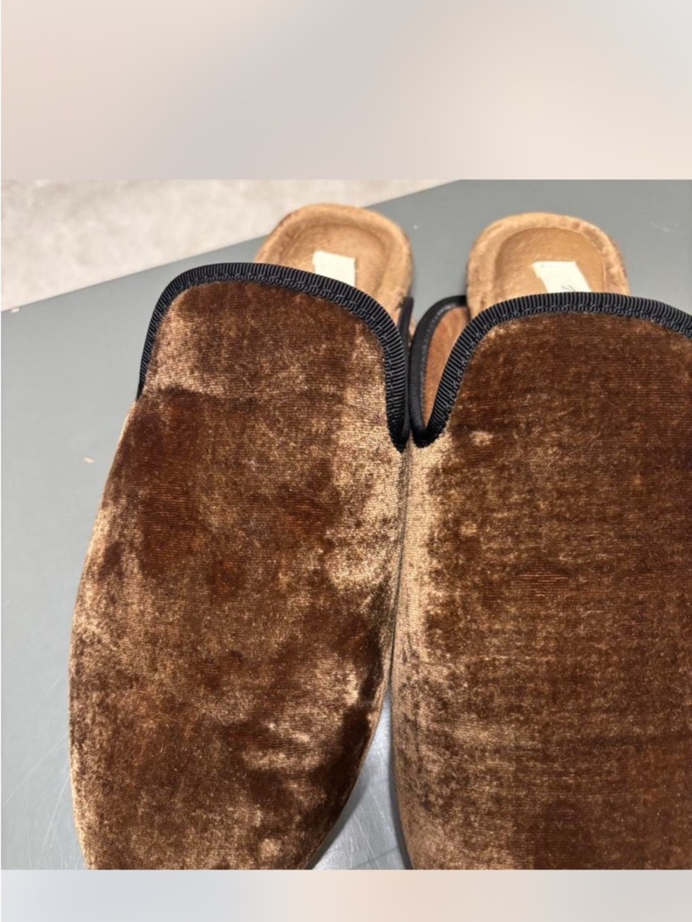 Madewell Brown Velvet Slip-On Mules